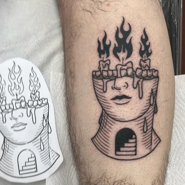Graphic tattoo by Iain Sellar in Bristol
