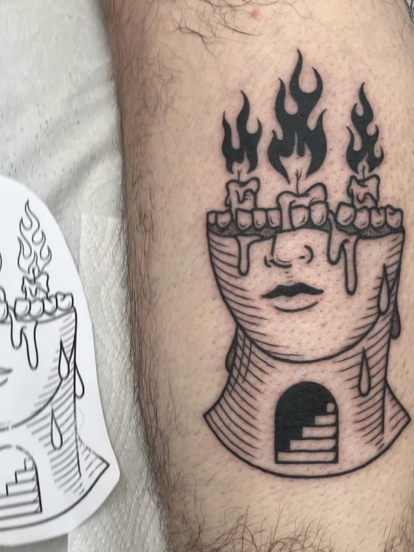 Graphic tattoo by Iain Sellar in Bristol