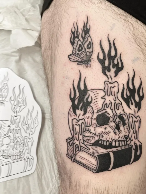 Graphic tattoo by Iain Sellar in Bristol