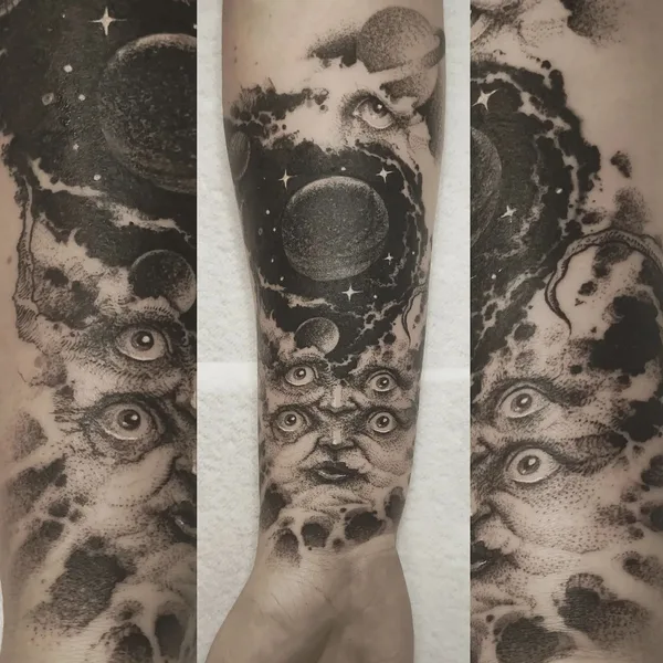 Graphic tattoo by Łukasz Sokołowski in Katowice