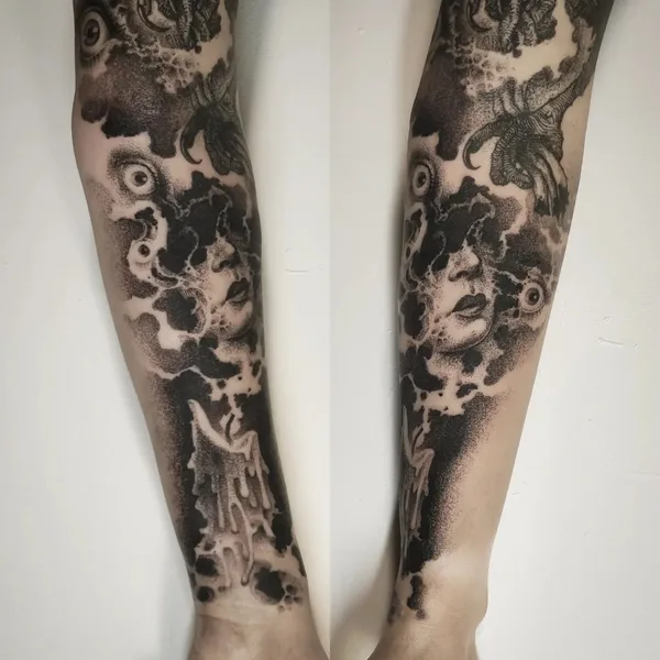 Graphic tattoo by Łukasz Sokołowski in Katowice