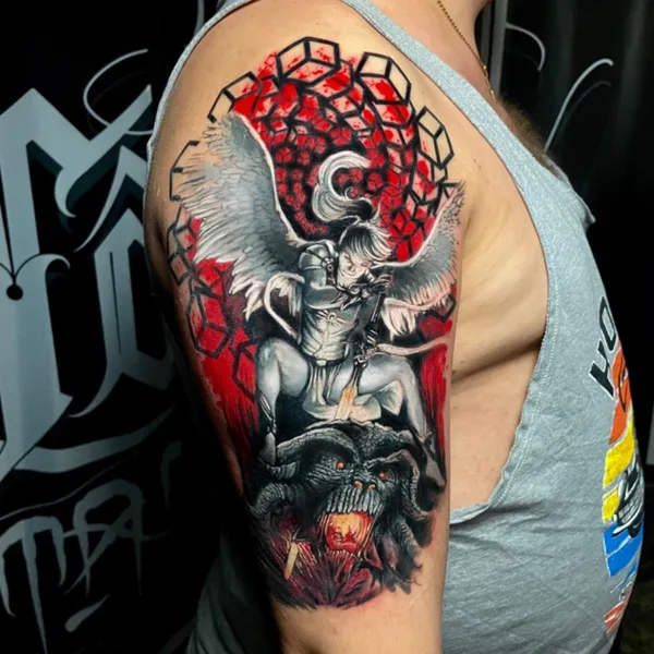 Trash Polka tattoo by Dmitri Sadchikov in Moscow