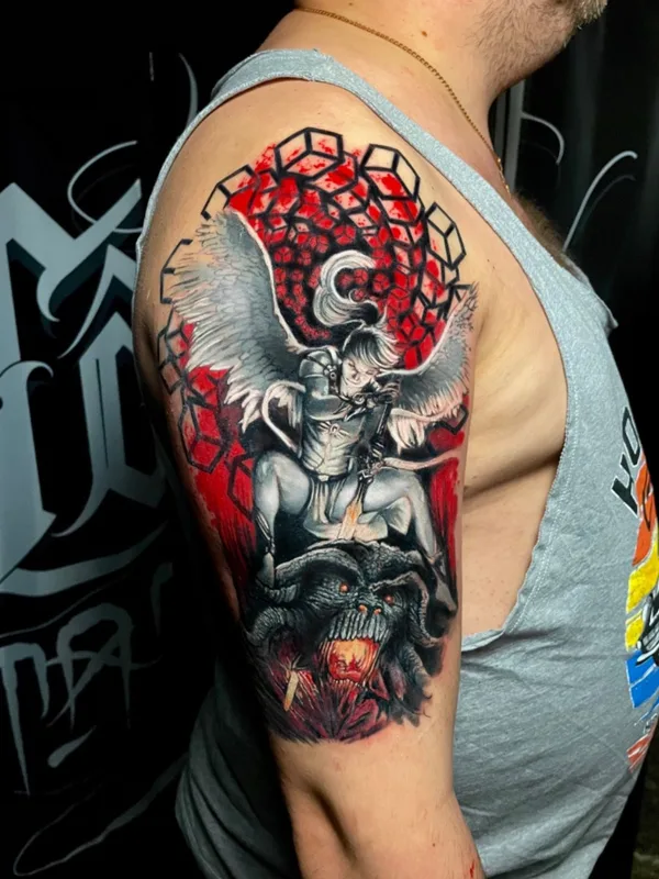 male color illustrative татуировка на upper arm #42644 | Тату мастер Dmitri Sadchikov