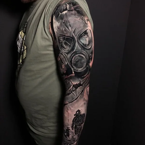 Trash Polka tattoo by Dmitri Sadchikov in Moscow