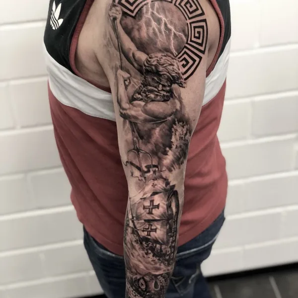 Trash Polka tattoo by Dmitri Sadchikov in Moscow