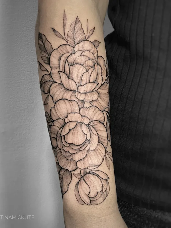 black and grey fineline татуировка на forearm #42668 | Тату мастер Кристина Мицкуте