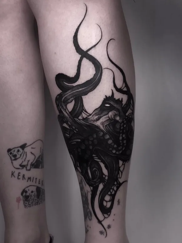 black blackwork 타투 부위 calf #74312 | 타투이스트 METH FAWN