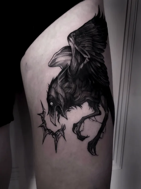 black blackwork 타투 부위 thigh #74315 | 타투이스트 METH FAWN