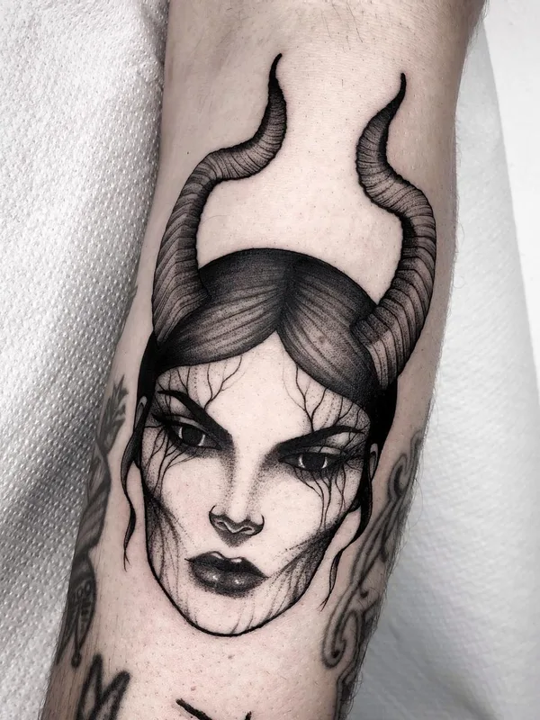 female black and grey blackwork татуировка на forearm #44209 | Тату мастер Marisol