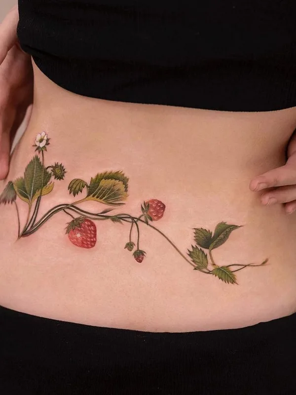 female color botanic 纹身 在 side #44230 | 纹身师 Qiqi
