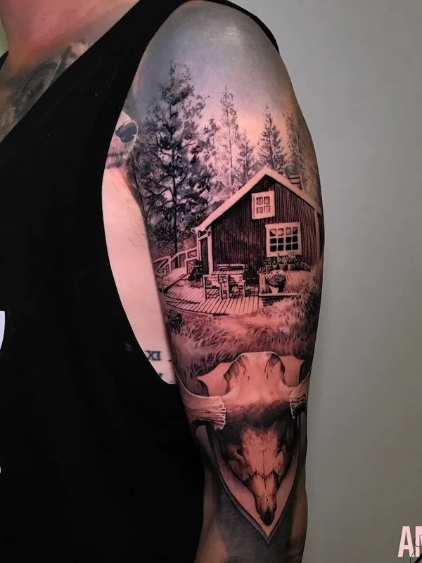 male black and grey realism tatuaje en full sleeve #44249 | Tatuador Lisa Ammer