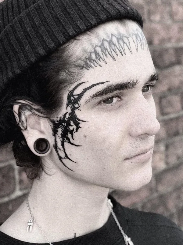 male black blackwork татуировка на face #44275 | Тату мастер Женя Wiz