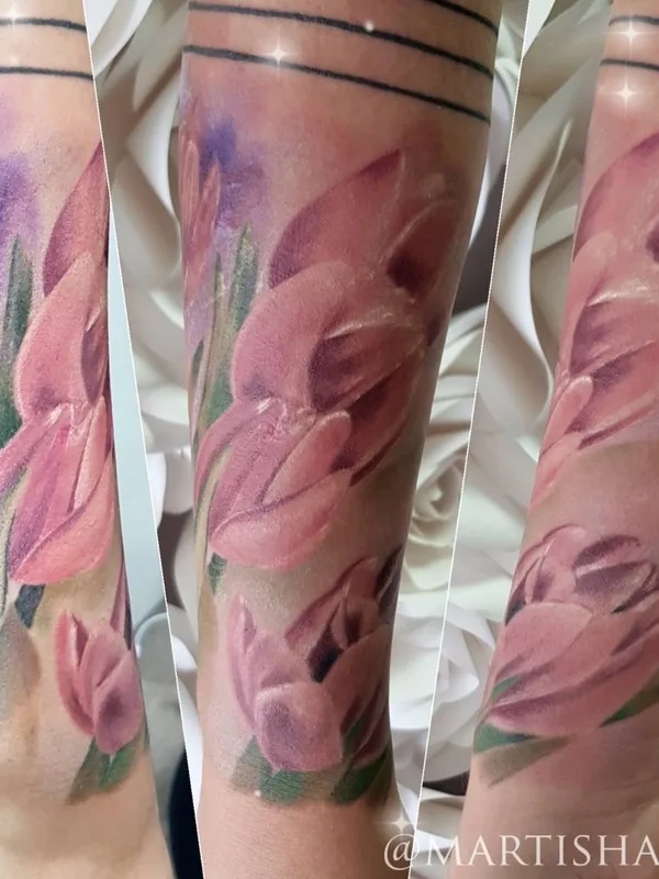 female color watercolor татуировка на forearm #27817 | Тату мастер Марта Грин