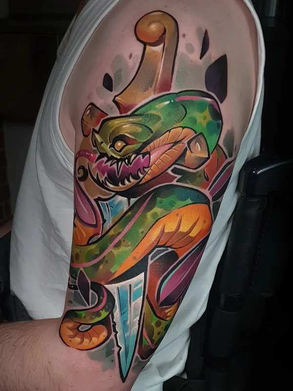 color new school 纹身 在 full sleeve #34790 | 纹身师 Кирилл Лисиченко