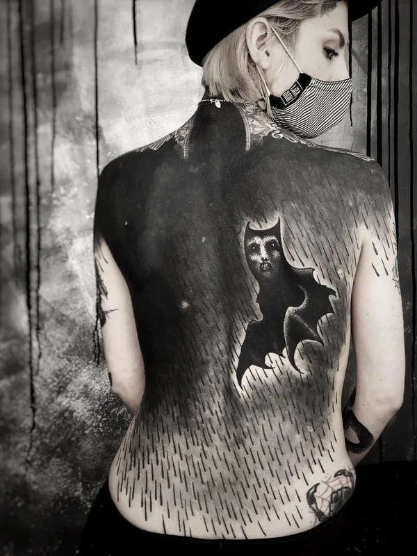 black blackwork татуировка на full back #50176 | Тату мастер Maldenti