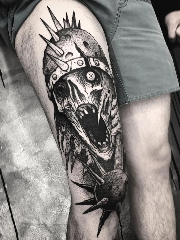 black blackwork татуировка на thigh #50180 | Тату мастер Maldenti