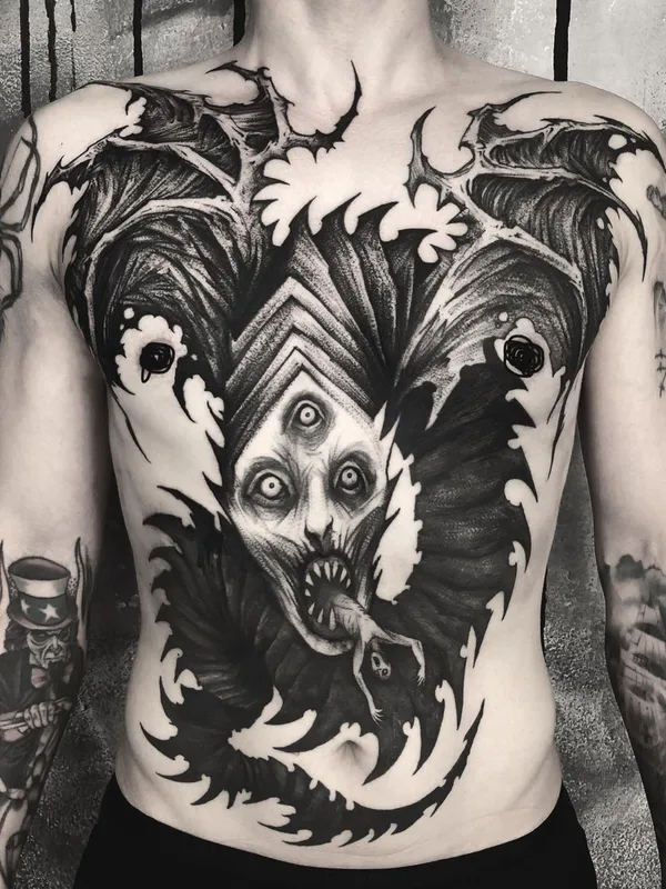 male black blackwork татуировка на chest #50184 | Тату мастер Maldenti