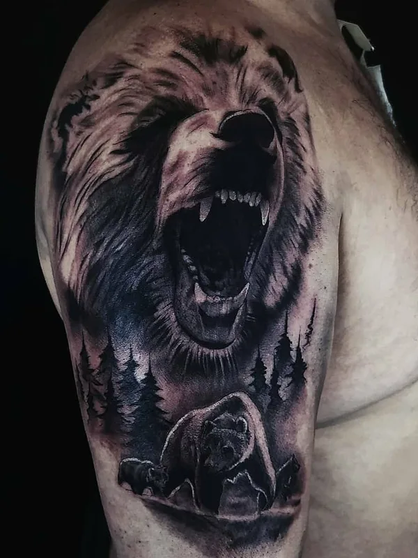 male black and grey realism tattoo on shoulder #50293 | Tattoo Artist Артем