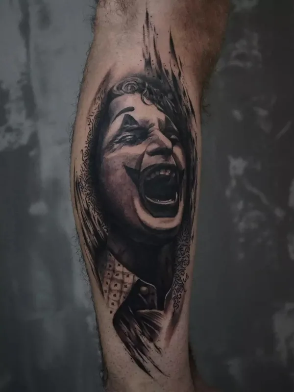black and grey realism tattoo on calf #50301 | Tattoo Artist Артем