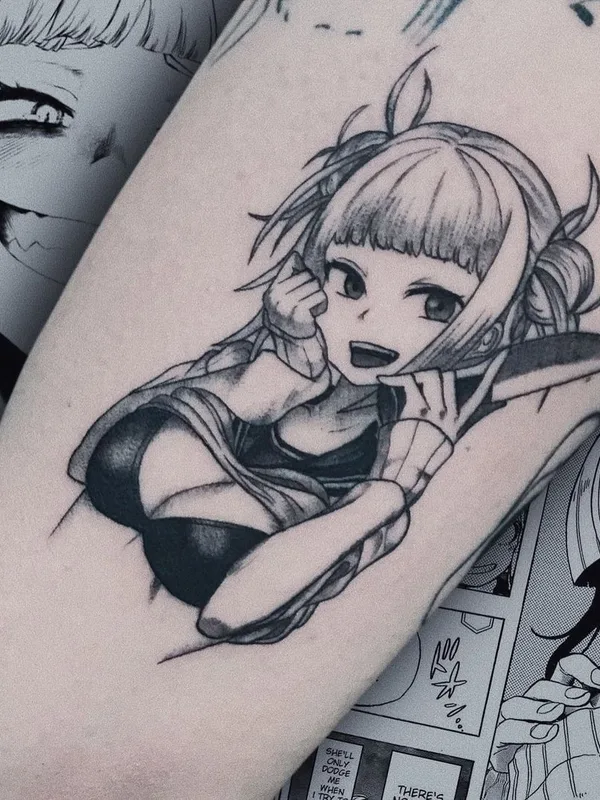 black and grey anime tatouage sur forearm #50315 | Artiste tatoueur Роман