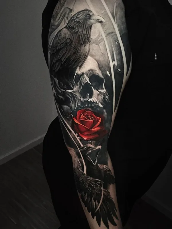 color realism Tatuaggio su full sleeve #50325 | Tatuatore Никита Ерахтин