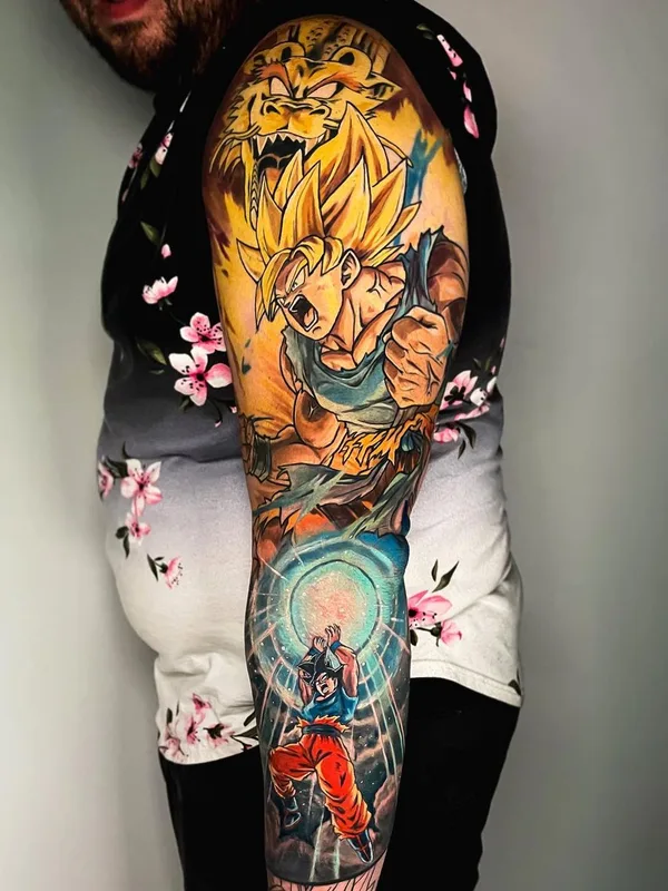 male color anime татуировка на full sleeve #63937 | Тату мастер Luis Gil