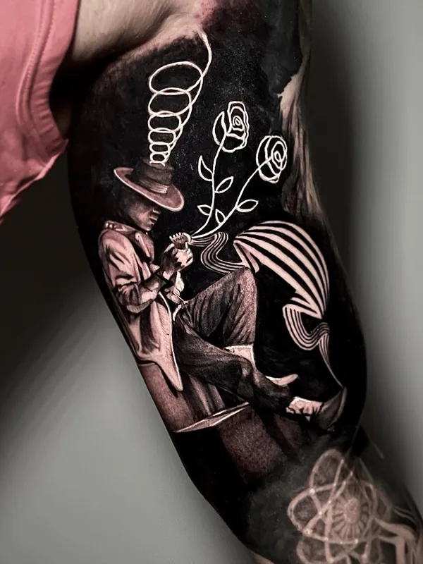 black and grey blackwork татуировка на full sleeve #63934 | Тату мастер Luis Gil