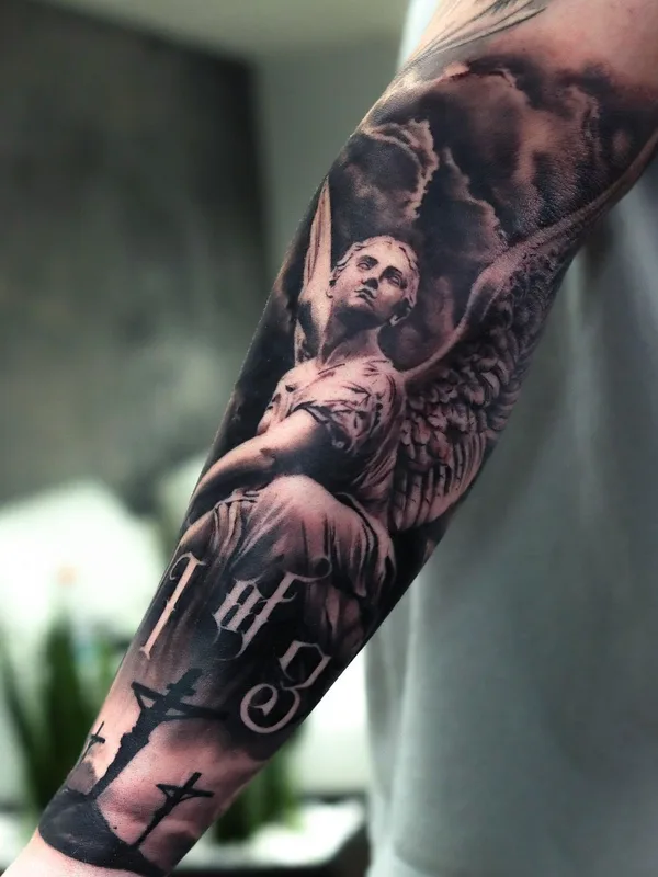 black and grey realism tattoo on full sleeve #64026 | Tattoo Artist Fabiano Nogarolli