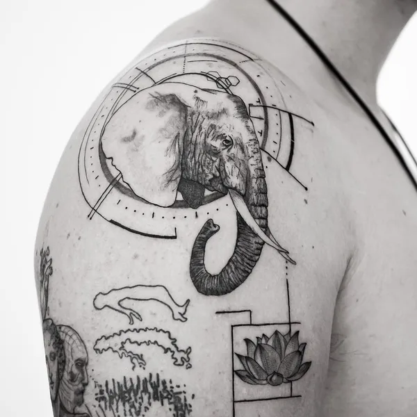 Geometric tattoo by KathePla in Miami