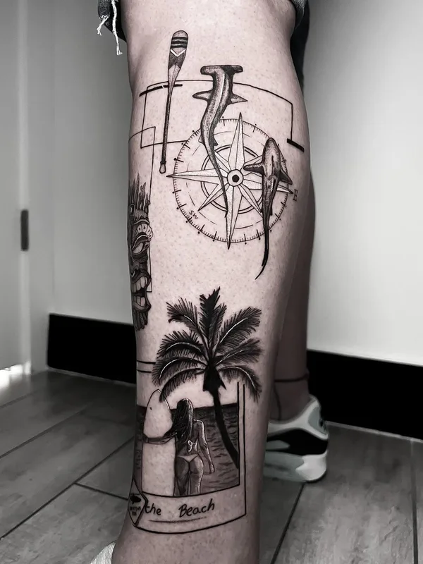 men black abstract, graphic, fineline 타투 부위 leg #64037 | 타투이스트 KathePla