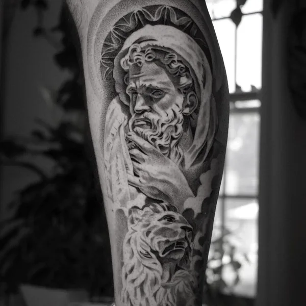 Graphic tattoo by Raul Dares in Miami
