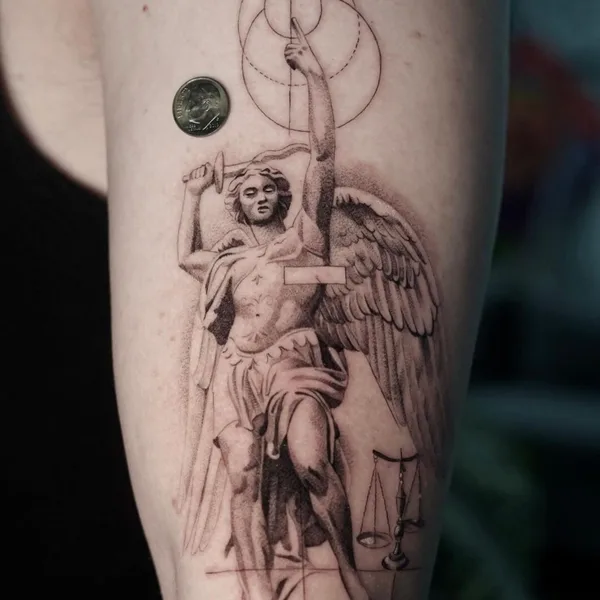 Graphic tattoo by Raul Dares in Miami