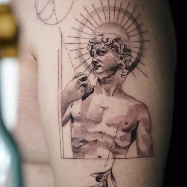 Graphic tattoo by Raul Dares in Miami