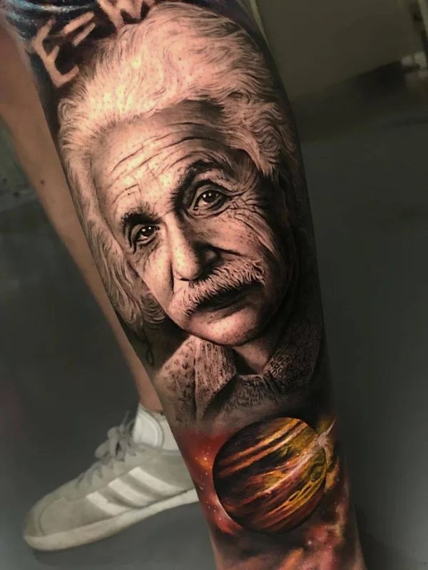 color realism tattoo on calf #30335 | Tattoo Artist Sergio Fernandez