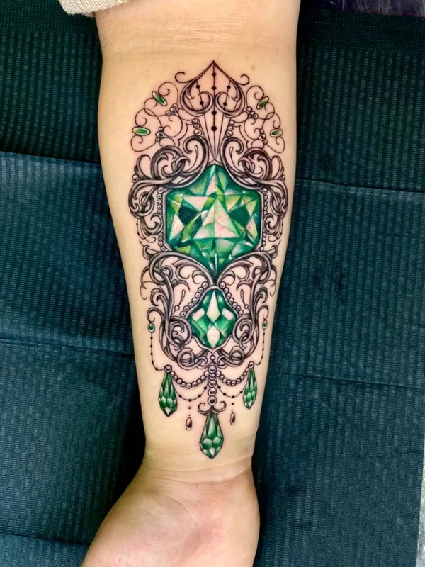 female color ornamental tattoo on forearm #39996 | Tattoo Artist Karlla Mendes