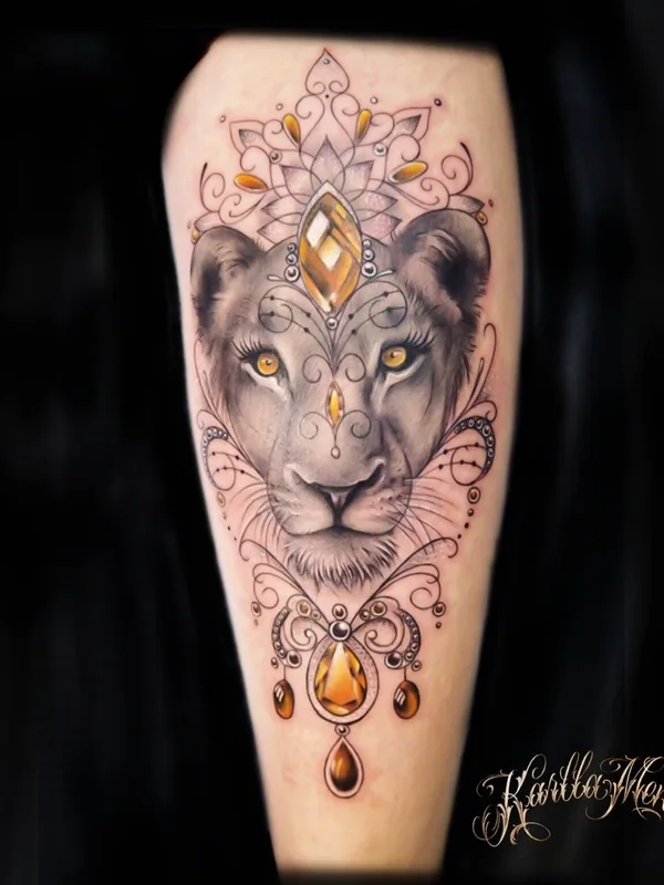 color realism tattoo on calf #40011 | Tattoo Artist Karlla Mendes