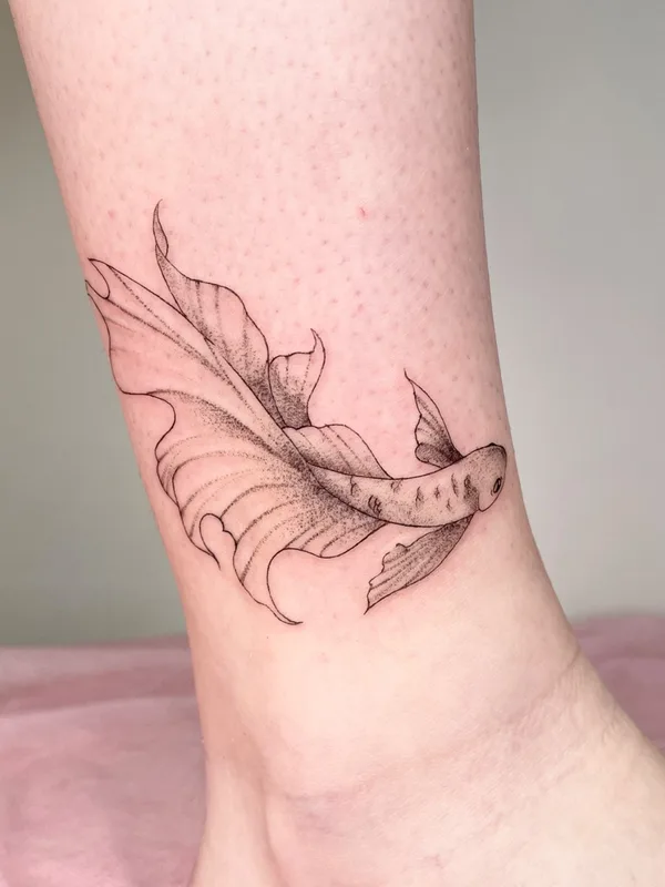 black and grey fineline татуировка на ankle #54783 | Тату мастер Настя Фраджаел