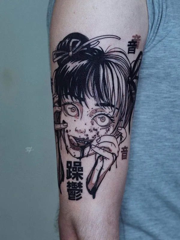 black and grey anime tattoo auf forearm #41182 | Tätowierer Валерия Волохова
