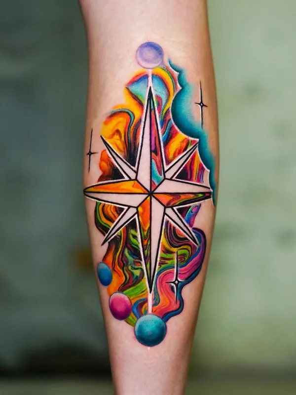 color abstract 타투 부위 calf #55924 | 타투이스트 Sergey Jaer