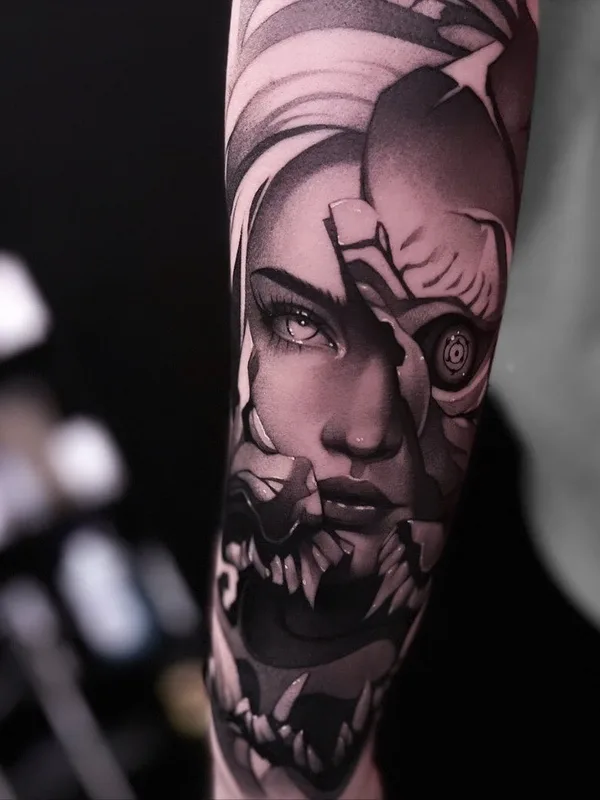 female black and grey realism татуировка на forearm #58280 | Тату мастер Stanislav Poryadkov