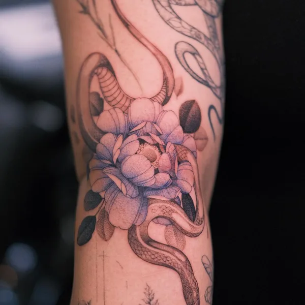 Botanical tattoo by KimBobby in Amsterdam