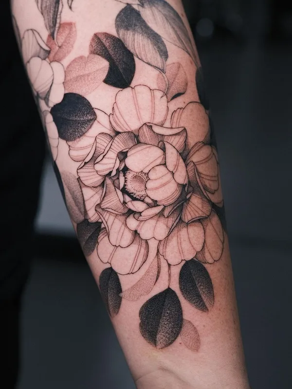 black and grey botanic татуировка на forearm #58291 | Тату мастер KimBobby