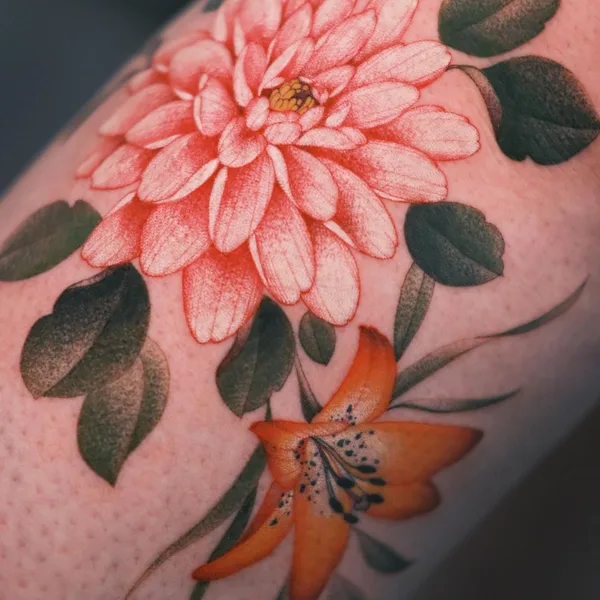 Botanical tattoo by KimBobby in Amsterdam