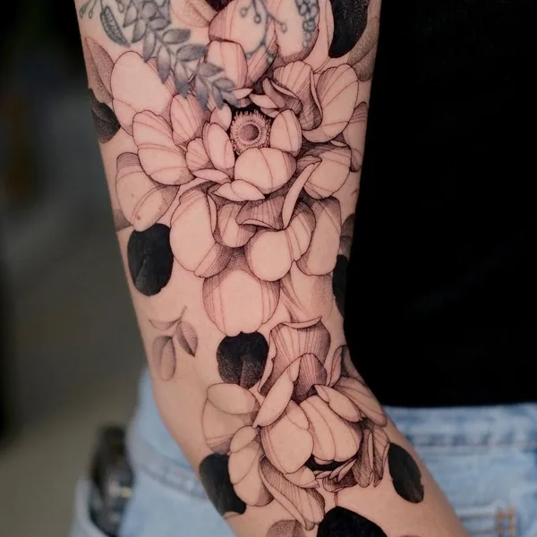 Botanical tattoo by KimBobby in Amsterdam