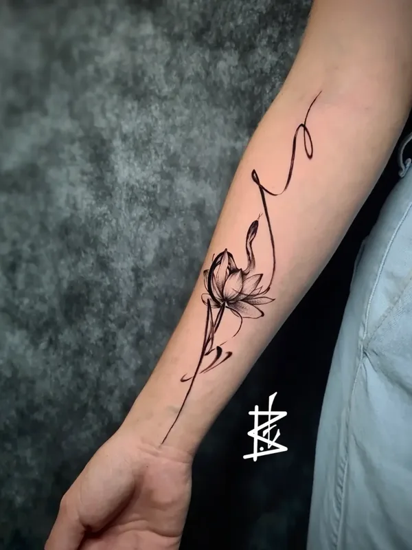 black fineline татуировка на forearm #73300 | Тату мастер Никита Кириллов BakedTattoo