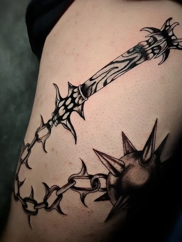 black and grey black and grey татуировка на thigh #73301 | Тату мастер Никита Кириллов BakedTattoo