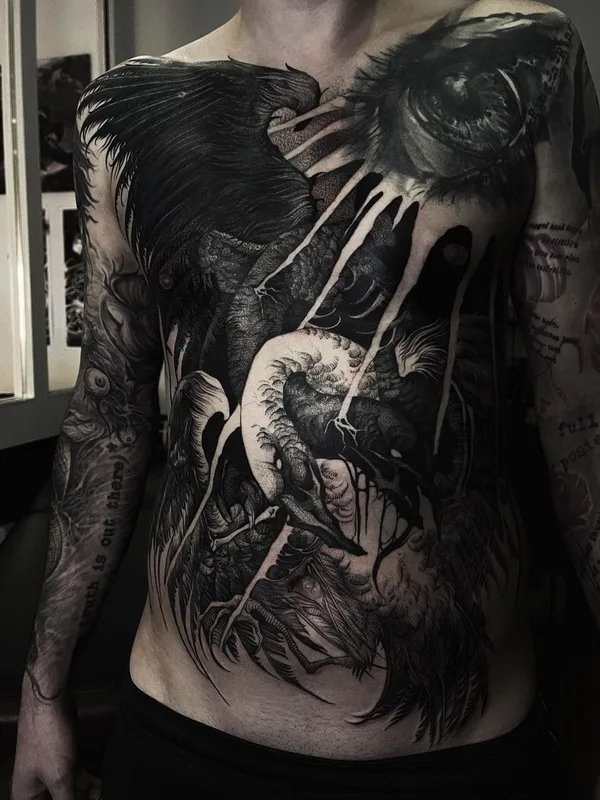 male black blackwork татуировка на chest #59512 | Тату мастер Александра Возякова