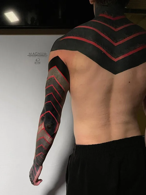 male color blackwork татуировка на full sleeve #44369 | Тату мастер Евгений Павликов