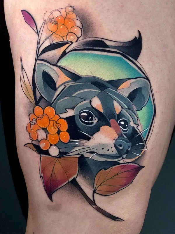 color illustrative tattoo on thigh #44406 | Tattoo Artist Carlos Breakone