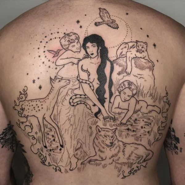 Traditional tattoo by Tati Compton in Los Angeles